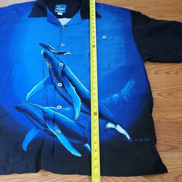 Robert Wyland Bluewater Ocean Whale Wall Mural Signature Hawaiian Shirt Large - Picture 10 of 13